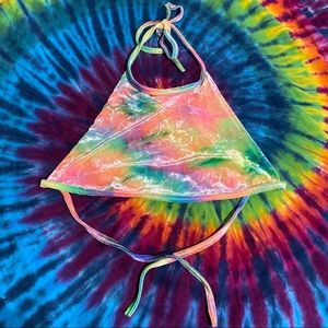 Tie dye halter top velvet rave music festival